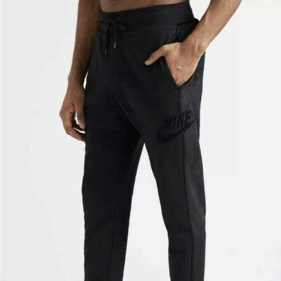 Nike Mens Large Black‎ Velour Statement Winter Jogger Sweatpants Athletic Pant